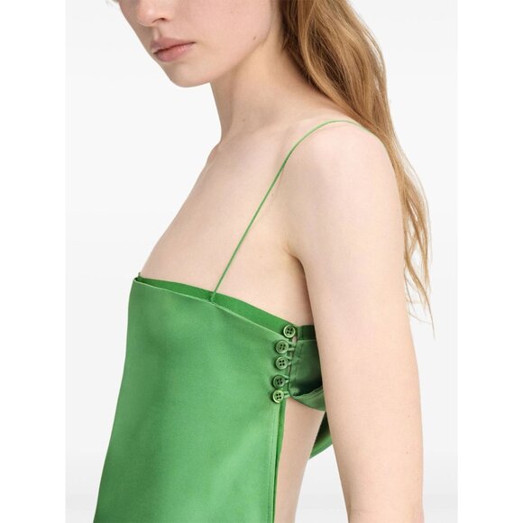 JACQUEMUS La Robe Mia Dress in Green 38 New Womens Satin Cut out Back Mini - Picture 11 of 17